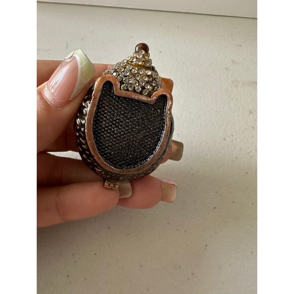 Bejeweled Hedgehog Hand Painted Enamel Collector's Magnetic Hinged Trinket Box - Picture 5 of 5
